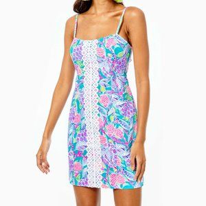 Lilly Pulitzer Shelli Stretch Dress Maldives Turtle Wave Size 8